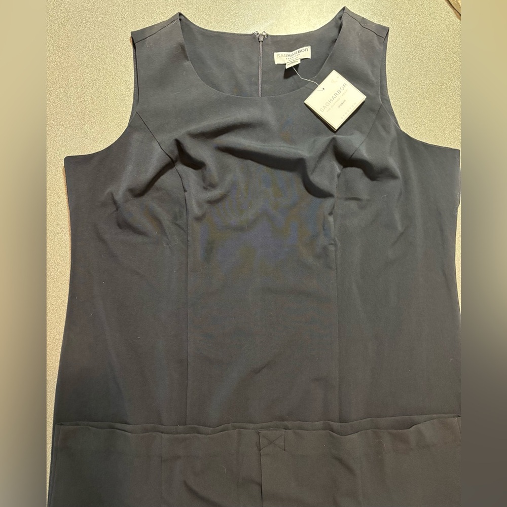 Sag‎ Harbor Woman 22W Navy Sleeveless Dress Sheath Evening Zipper Midi Business
